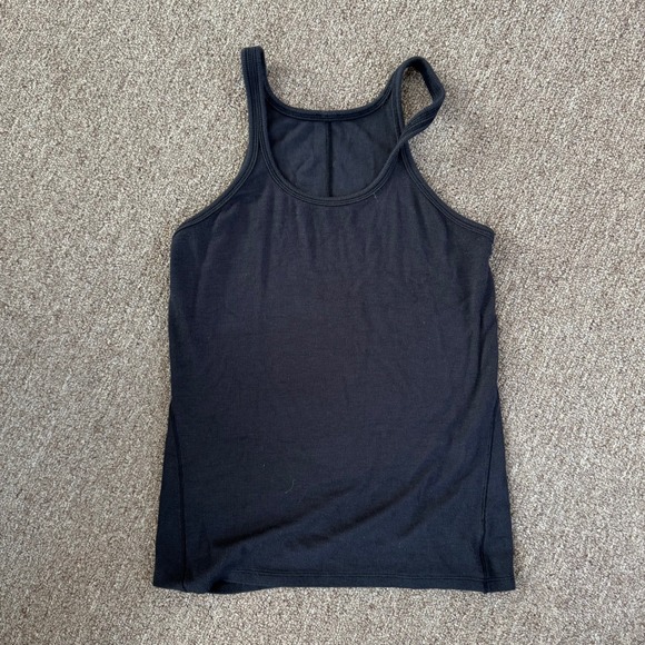 lululemon athletica Tops - Lululemon Womens Black Ribbed Tank Top Scoop Neck Sleeveless Basic Layering S
